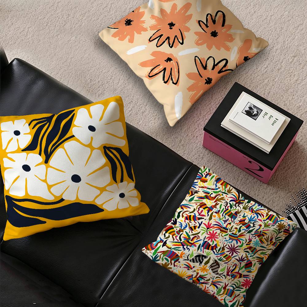 Home Textiles Market - 抽象的な花柄のマーケットクッションカバー、ソファや車用の装飾用枕カバー、クリスマスギフト、40x40cm、45x45cm