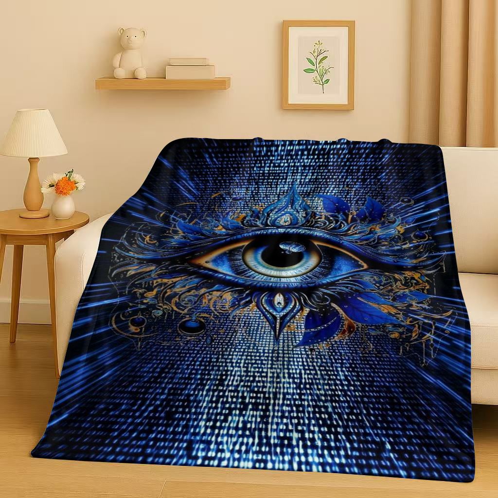 Home Textiles Egypt - 古代エジプトの象形文字ホルスの目フランネルブランケット、超柔らかく暖かいプラッシュスロー、自宅の寝室、ベッド、ソファカバー、オフィスギフトに最適