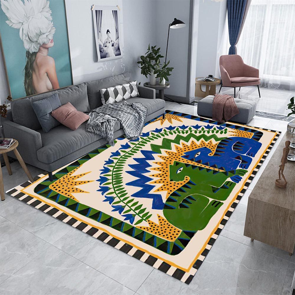 Home Textiles Egypt - 古代エジプト抽象カーペット装飾ラグリビングルーム用カラフルな虎ヒョウフィギュアバスノンスリップフットパッド家の装飾ラグ