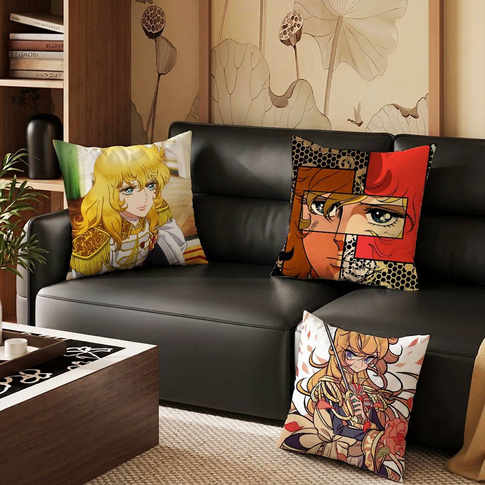 Versailles Home Textiles - ヴェルサイユのレディ・オスカーローズ枕カバー正方形両面印刷ショートプラッシュソファクッションカバー寝室ベッドサイド枕