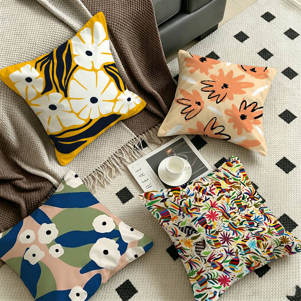 Home Textiles Market - 抽象的な花柄のマーケットクッションカバー、ソファや車用の装飾用枕カバー、クリスマスギフト、40x40cm、45x45cm