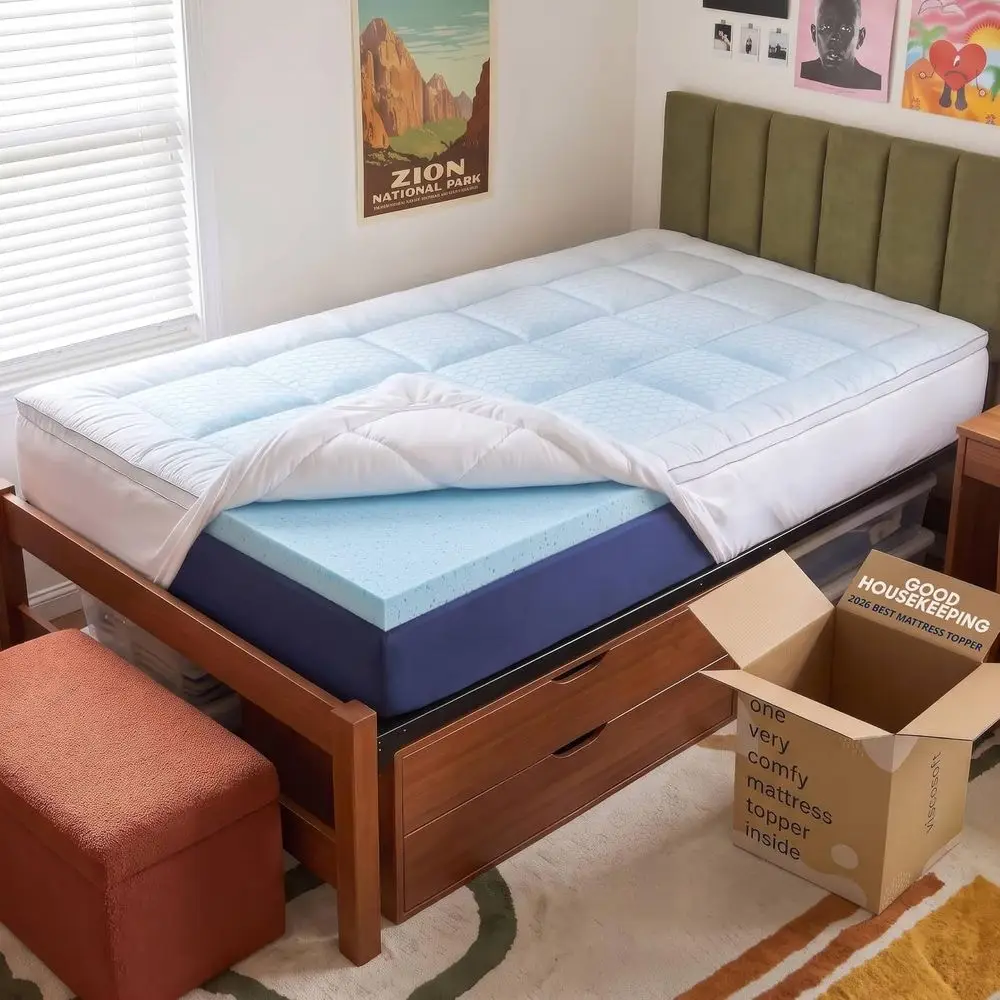 Memory Foam Topper - 3インチ ツインXL マットトッパー - 冷却メモリーフォームベッドトッパーまたは大学寮用 -