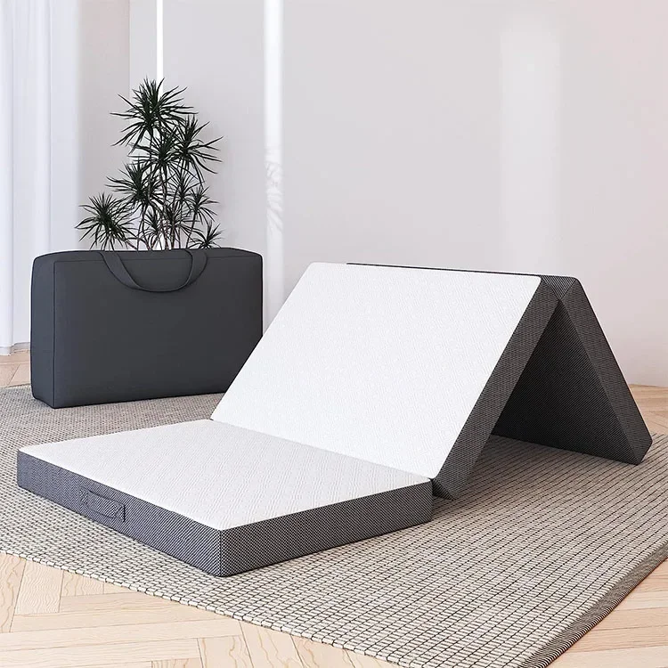 Memory Foam Topper - 2026年式ポータブル三つ折りメモリーフォームマットレストッパー、洗濯可能なカバー付き、滑り止め加工、モダンな折りたたみ式ベッド、寝室の床用