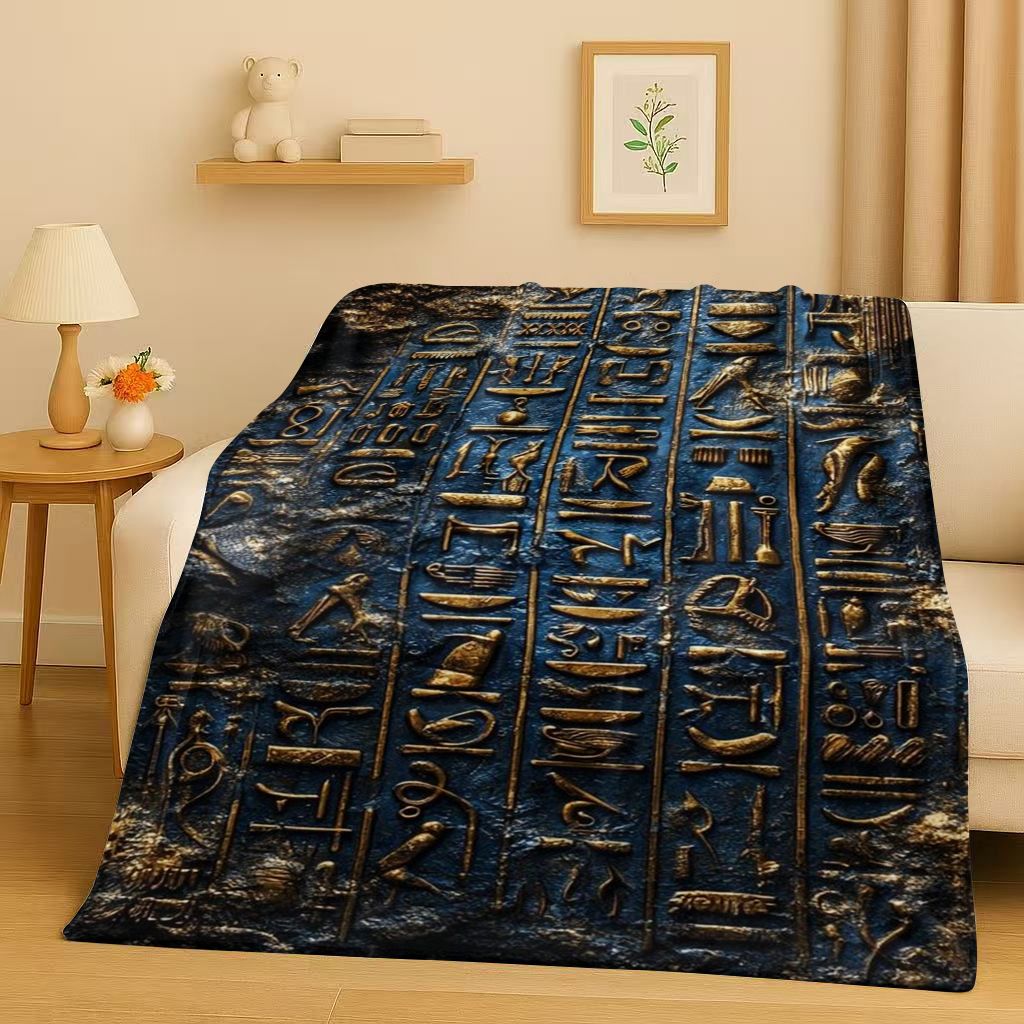 Home Textiles Egypt - 3D古代エジプト象形文字ホルスの目フランネルブランケット、超柔らかく暖かいプラッシュスロー、自宅の寝室、ベッド、ソファカバー、オフィス用