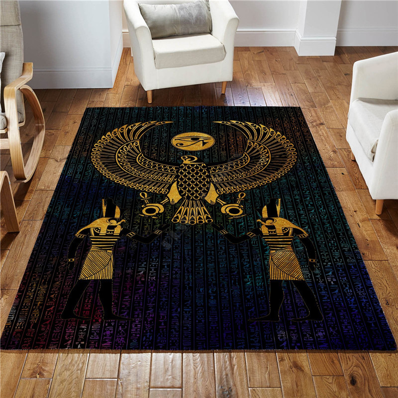 Home Textiles Egypt - ホルスアイエジプトアヌビス古代3Dプリントラグフロアマットラグ滑り止めマットダイニングルームリビングルームソフトベッドルームカーペット