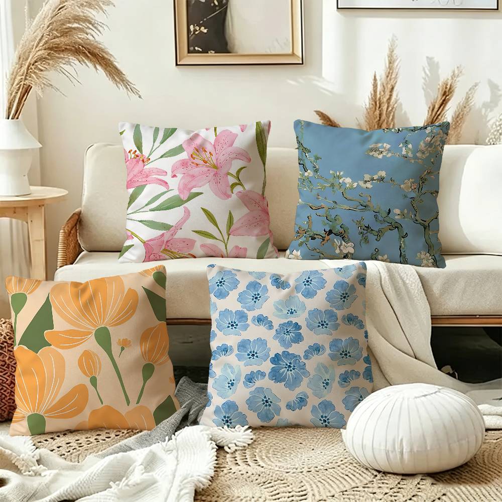 抽象的な花柄のマーケットクッションカバー、ソファや車用の装飾 - Home Textiles Market のレビューと価格