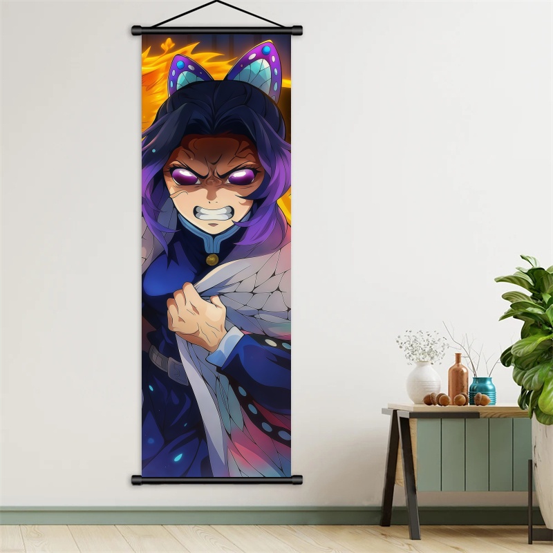 胡蝶しのぶ デーモンスレイヤーアートファブリック掛け軸、アニ - Home And Textiles のレビューと価格