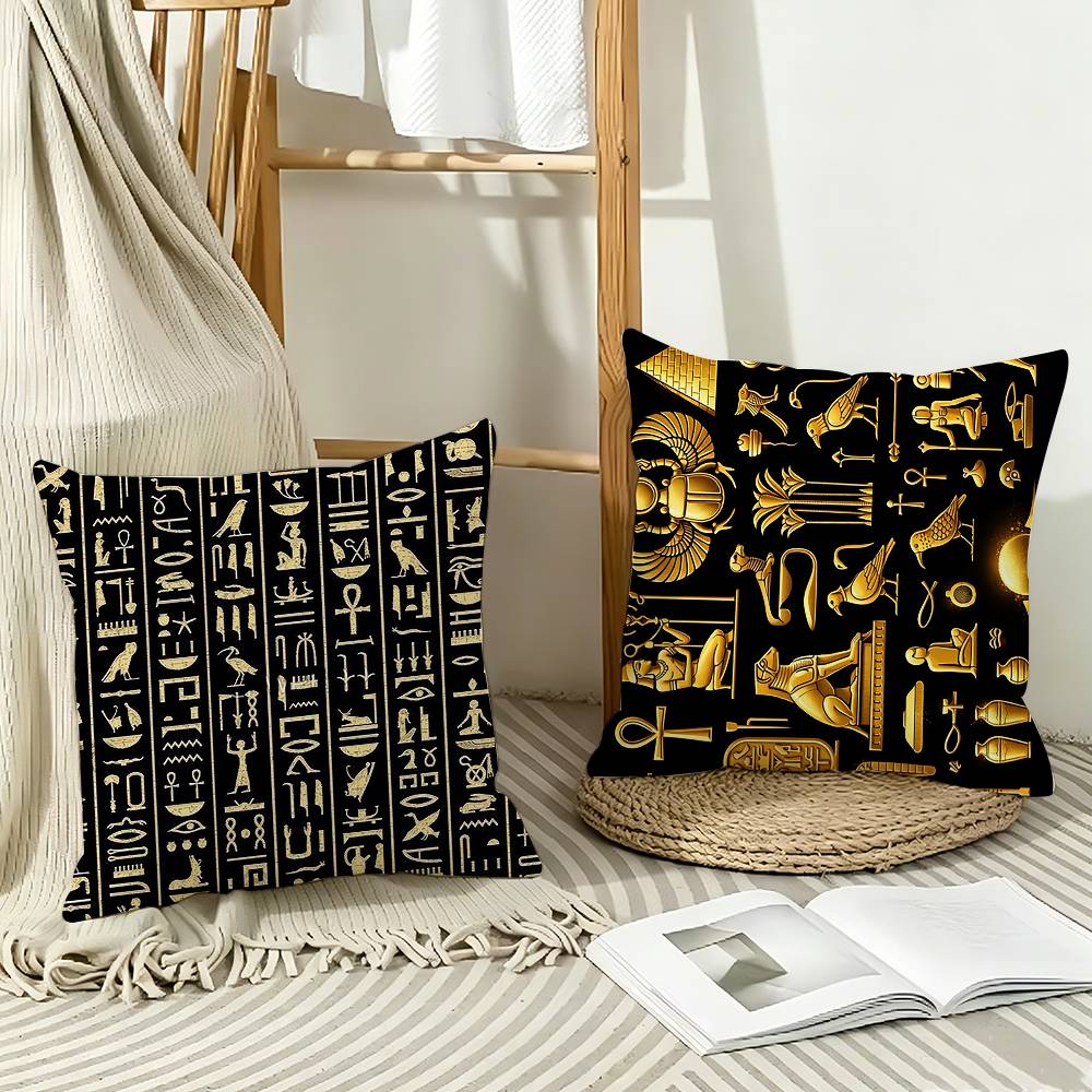 クールな古代エジプト象形文字枕カバーパターンプリント枕カバー - Home Textiles Egypt のレビューと価格