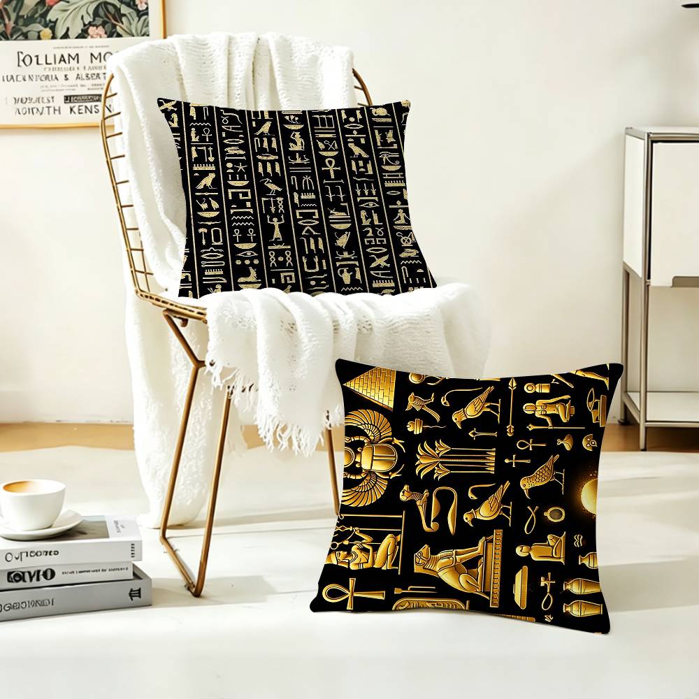 クールな古代エジプト象形文字枕カバーパターンプリント枕カバー - Home Textiles Egypt のレビューと価格