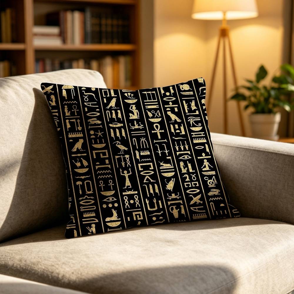 クールな古代エジプト象形文字枕カバーパターンプリント枕カバー - Home Textiles Egypt のレビューと価格
