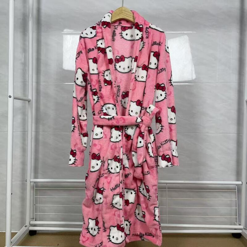 ナイトガウン ハローキティ 新しい秋冬暖かいミッドレングスバ - Home And Textiles のレビューと価格