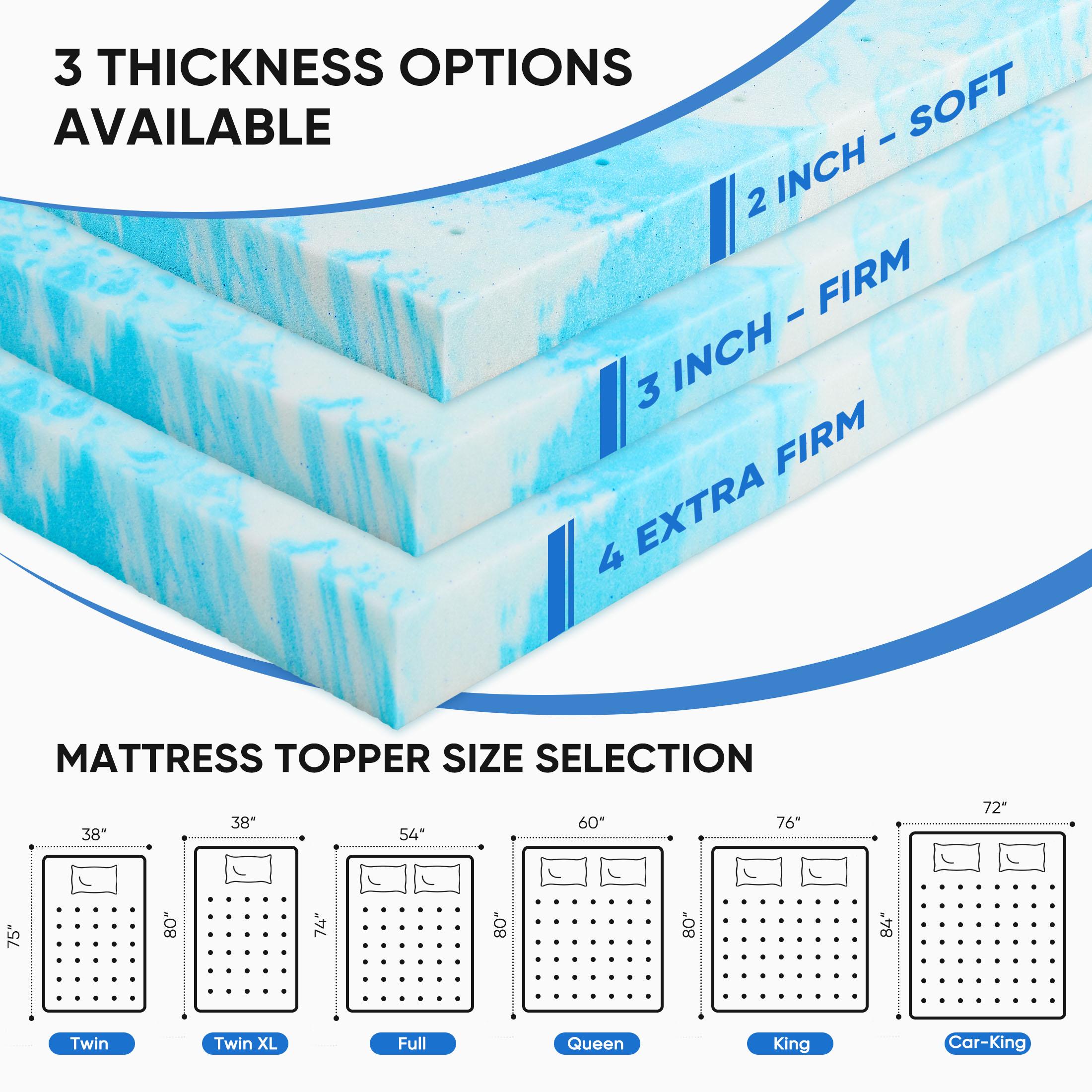 2インチ冷却ジェル入りスワールメモリーフォームマットレストッ - Memory Foam Topper のレビューと価格