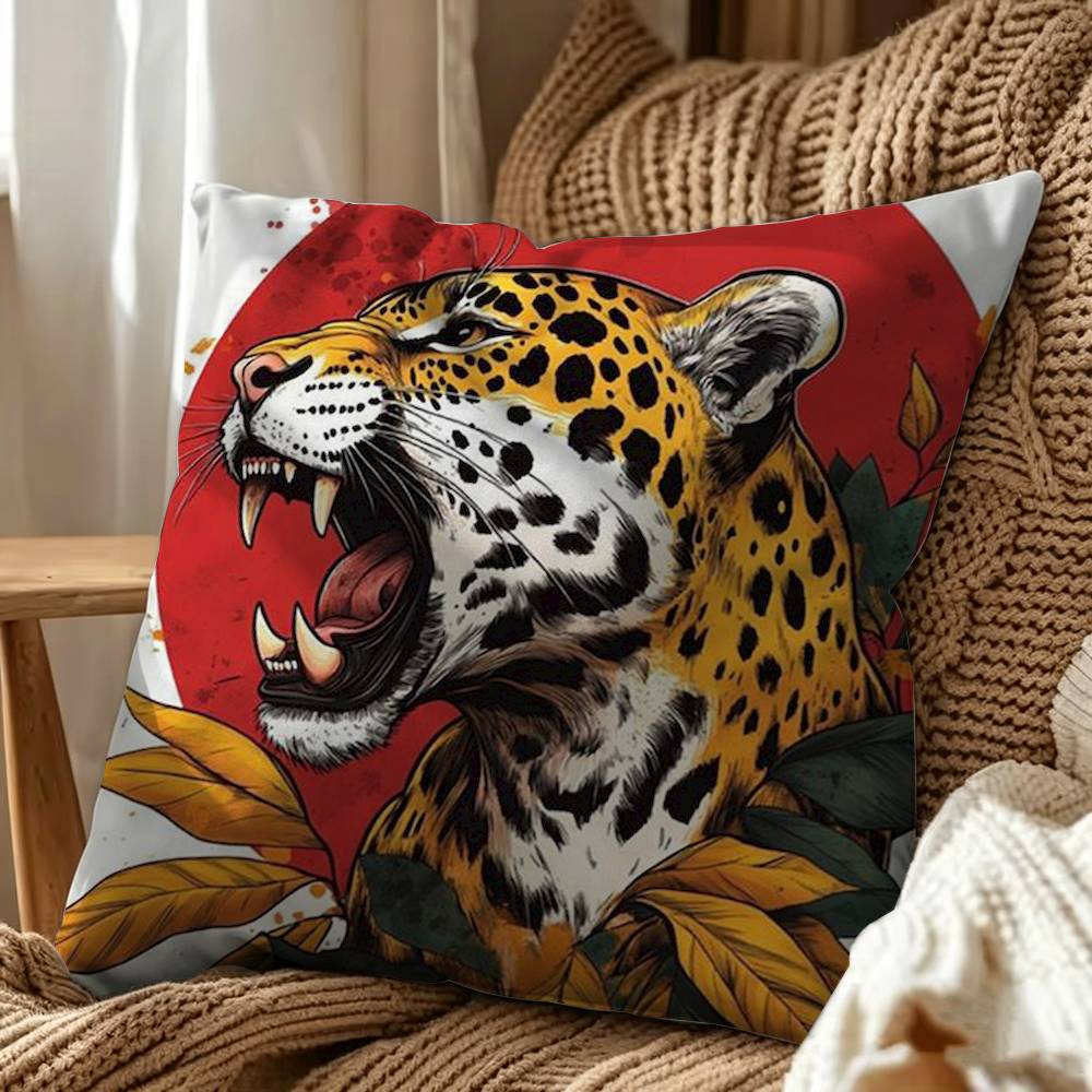 エジプトのカラフルな抽象的な虎と豹の両面プリントクッションカ - Home Textiles Egypt のレビューと価格