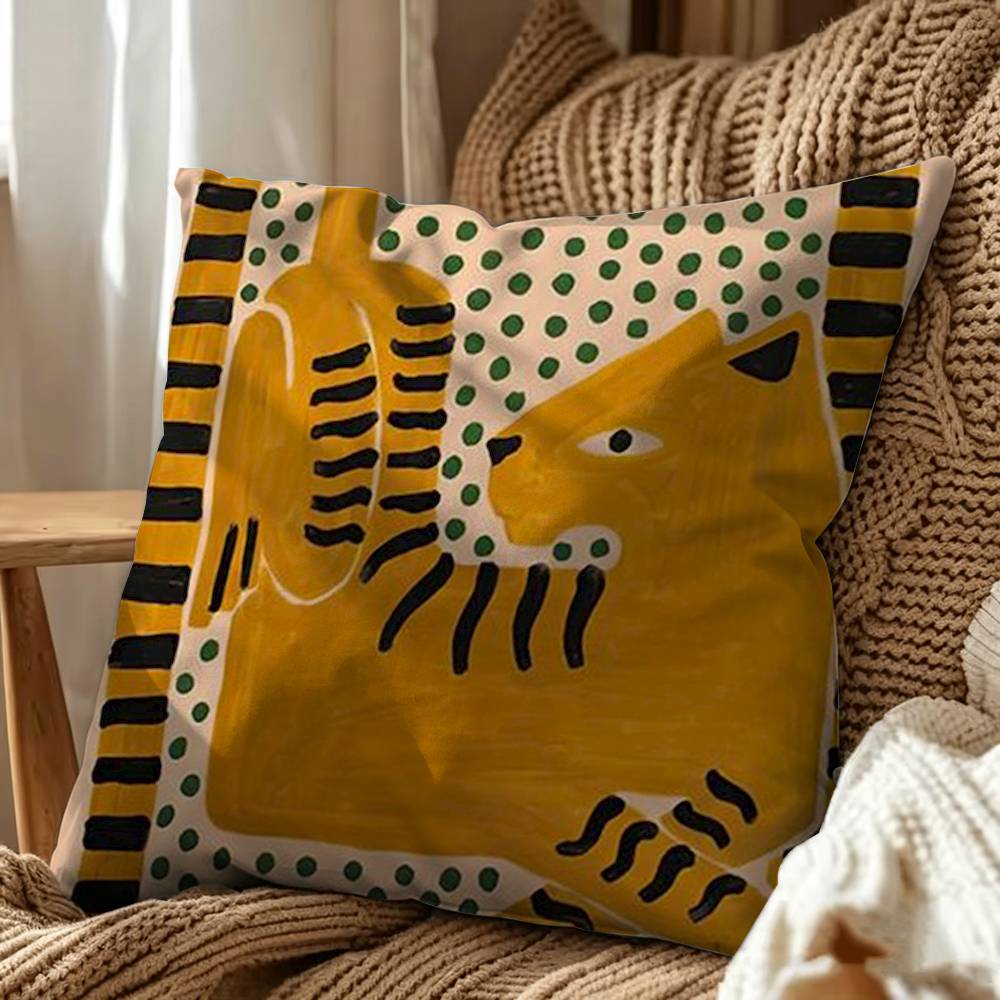 エジプトのカラフルな抽象的な虎と豹の両面プリントクッションカ - Home Textiles Egypt のレビューと価格