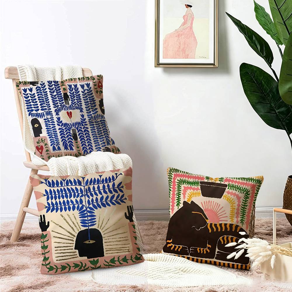 古代エジプトの虎、豹、幸運の龍の柄の枕カバー、ソファクッショ - Home Textiles Egypt のレビューと価格