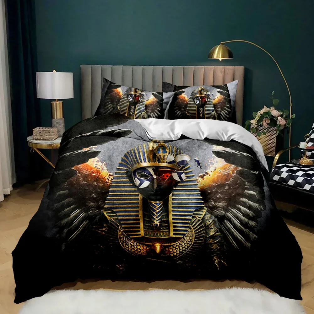 ファラオ 3D 古代エジプト部族快適な布団キルトカバー枕カバ - Home Textiles Egypt のレビューと価格