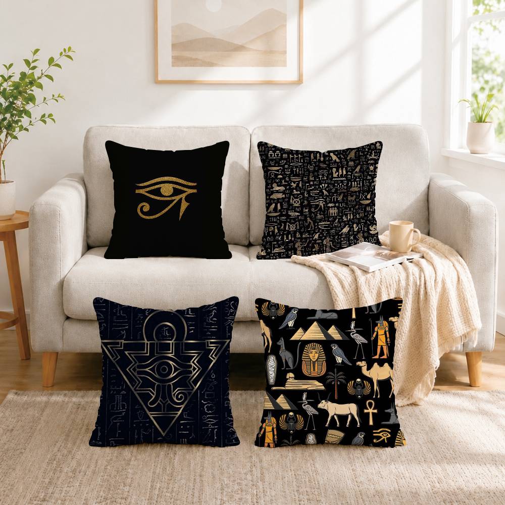 古代エジプト象形文字正方形両面プリント枕カバー寝室ベッドサイ - Home Textiles Egypt のレビューと価格