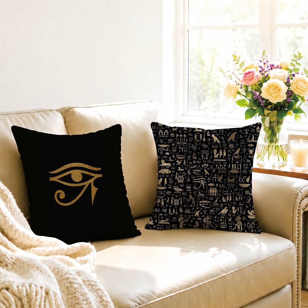 古代エジプト象形文字正方形両面プリント枕カバー寝室ベッドサイ - Home Textiles Egypt のレビューと価格