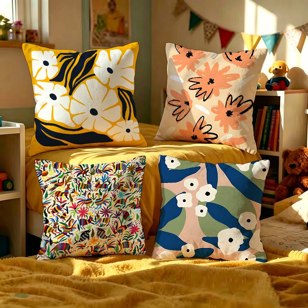 抽象的な花柄のマーケットクッションカバー、ソファや車用の装飾 - Home Textiles Market のレビューと価格