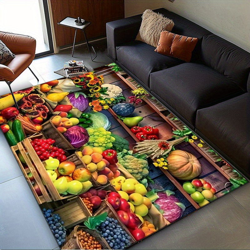 キッチンやダイニングエリア用の鮮やかなフルーツマーケットラグ - Home Textiles Market のレビューと価格